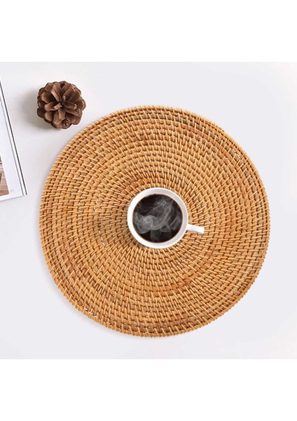 El Dokuması Rattan Placemats Yuvarlak Hasır Masa Paspasları Yemek Masası Için Doğal Dokuma Placemats Isıya Dayanıklı Paspaslar (Yurt Dışından) fırsatları