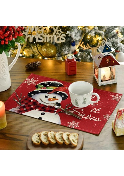 Kırmızı Noel Kış Placemats Seti 6 12X18 Inç Mevsimlik Noel Tatil Masası Paspasları (Yurt Dışından) fırsatları
