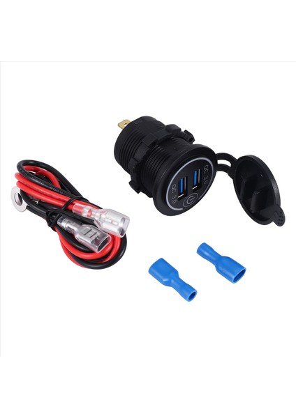 Qc 3 0 Çift USB Şarj Cihazı Soketi Su Geçirmez 12V/24V USB Çıkışı Araba Deniz Tekne Rv Motosiklet Yeşil Için Dokunmatik Anahtarlı (Yurt Dışından)
