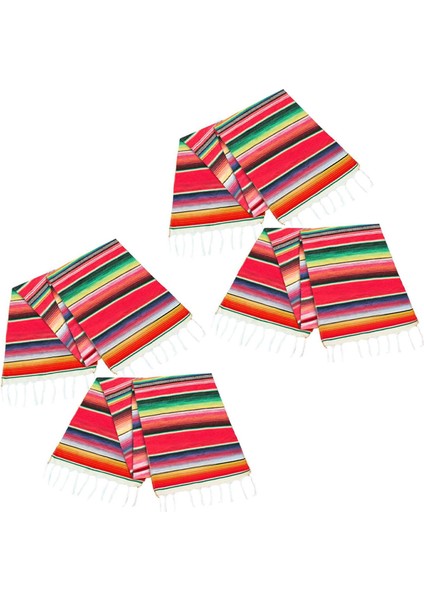 4 Paket 14 x 84 Inç Meksika Masa Koşucu 14 x 84 Inç Meksika Parti Düğün Saçak Pamuklu Serape Battaniye Masa Koşucu (Yurt Dışından)