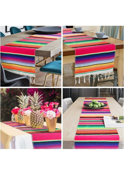 4 Paket 14 x 84 Inç Meksika Masa Koşucu 14 x 84 Inç Meksika Parti Düğün Saçak Pamuklu Serape Battaniye Masa Koşucu (Yurt Dışından) modelleri