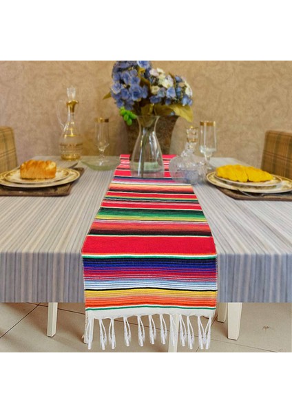 4 Paket 14 x 84 Inç Meksika Masa Koşucu 14 x 84 Inç Meksika Parti Düğün Saçak Pamuklu Serape Battaniye Masa Koşucu (Yurt Dışından) fırsatları