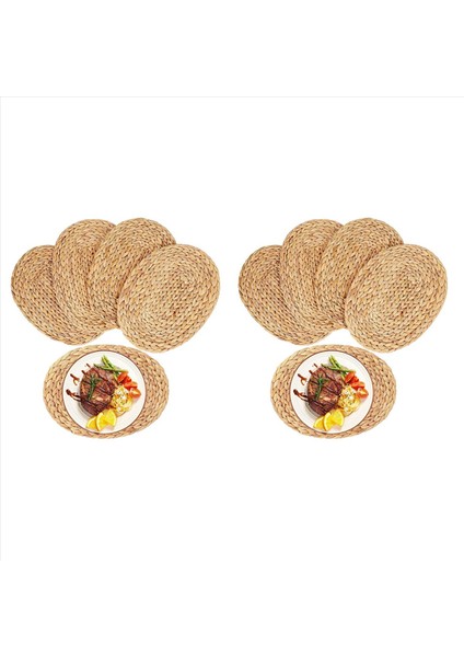 Oval Dokuma Placemats Doğal Su Sümbül Placematları Saman Örgülü Rattan Placemats 12X16 Inç 8 Paketi (Yurt Dışından)