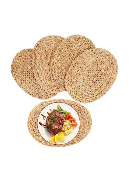 Oval Dokuma Placemats Doğal Su Sümbül Placematları Saman Örgülü Rattan Placemats 12X16 Inç 8 Paketi (Yurt Dışından) fiyatları