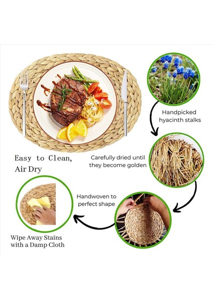 Oval Dokuma Placemats Doğal Su Sümbül Placematları Saman Örgülü Rattan Placemats 12X16 Inç 8 Paketi (Yurt Dışından) modelleri