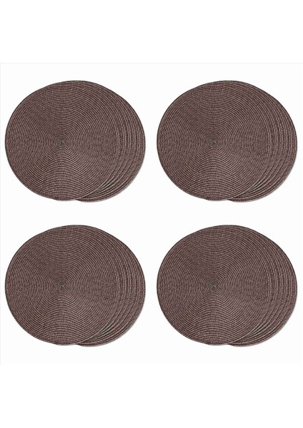 Yuvarlak Örgülü Placemats Set 24 Masa Paspasları Için Yemek Masaları Dokuma Yıkanabilir Kaymaz Yer Paspasları 15 Inç (Kahverengi) (Yurt Dışından)