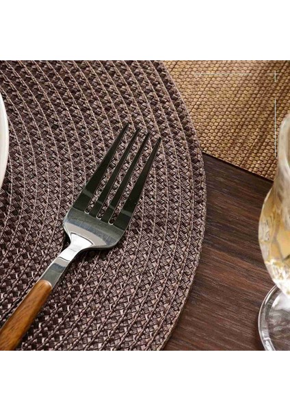 Yuvarlak Örgülü Placemats Set 24 Masa Paspasları Için Yemek Masaları Dokuma Yıkanabilir Kaymaz Yer Paspasları 15 Inç (Kahverengi) (Yurt Dışından) fırsatları