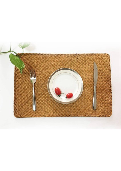 Paket 8 Doğal Seagrass Place Mathand Dokunma Dikdörtgen Rattan Placemats Saman Çay Kupası Mat Potholder (Yurt Dışından) modelleri