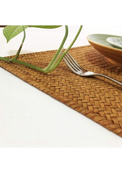 Paket 8 Doğal Seagrass Place Mathand Dokunma Dikdörtgen Rattan Placemats Saman Çay Kupası Mat Potholder (Yurt Dışından) indirimleri