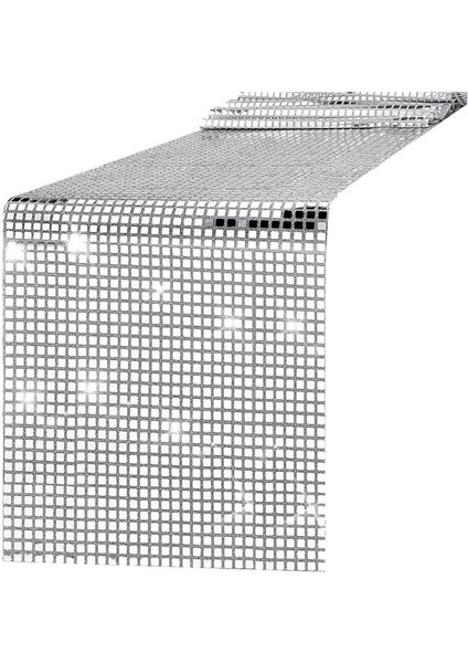 Disko Parti Masası Koşucusu Ayna Gümüş Folyo Masa Koşucusu Glitter Metalik Masa Kapağı Disko Dans Partisi Düğün (Yurt Dışından)