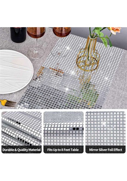 Disko Parti Masası Koşucusu Ayna Gümüş Folyo Masa Koşucusu Glitter Metalik Masa Kapağı Disko Dans Partisi Düğün (Yurt Dışından) modelleri