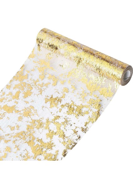 6x Masa Koşucu Köpüklü Polyester Tül Şerit Rulo Altın Folyo Doğum Günü Partisi Düğün Noel Dekor 28CMX10M (Yurt Dışından) fiyatları