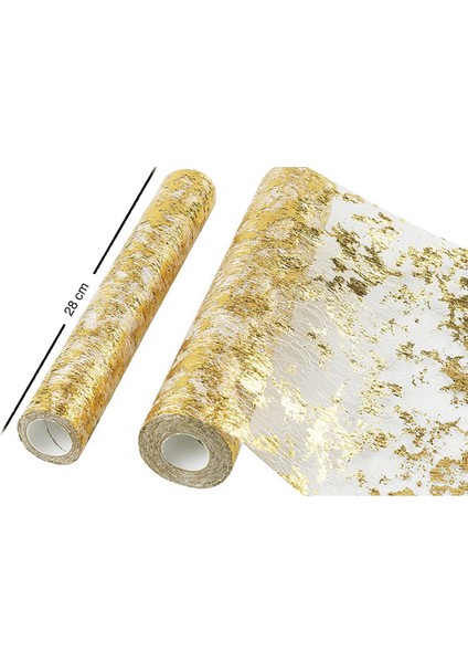 6x Masa Koşucu Köpüklü Polyester Tül Şerit Rulo Altın Folyo Doğum Günü Partisi Düğün Noel Dekor 28CMX10M (Yurt Dışından) modelleri