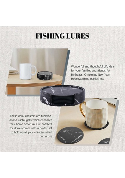 Tutucu ile 6 Parçalı Içecekler Için Bardak Altlıkları Siyah Yuvarlak Fincan Mat Pedi Ev ve Mutfak Kullanımı (Yurt Dışından) fiyatları