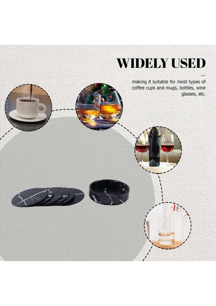 Tutucu ile 6 Parçalı Içecekler Için Bardak Altlıkları Siyah Yuvarlak Fincan Mat Pedi Ev ve Mutfak Kullanımı (Yurt Dışından) modelleri