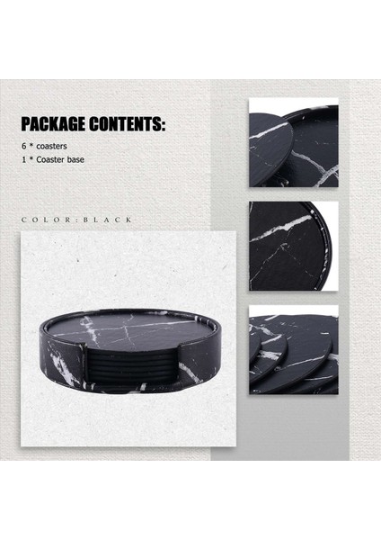Tutucu ile 6 Parçalı Içecekler Için Bardak Altlıkları Siyah Yuvarlak Fincan Mat Pedi Ev ve Mutfak Kullanımı (Yurt Dışından) indirimleri