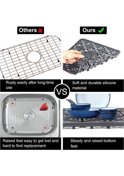 3x Lavabo Mat Mutfak Lavabo Koruyucu Alt Paslanmaz Çelik Veya Porselen Kase Lavabosu Silikon Kaymaz Isı Dayanıklı (Yurt Dışından) indirimleri