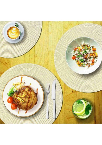 Yuvarlak Örgülü Placemats Yemek Masaları Için 18 Masa Paspasları Dokuma Yıkanabilir Kaymaz Yer Paspasları 15 Inç (Bej) (Yurt Dışından) fırsatları