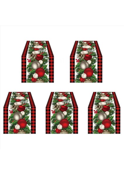 5x Keten Kırmızı ve Siyah Kontrol Ekose Noel Masası Koşucu 72 Inç Uzunluğunda Sezonluk Kış Noel Masası Dekorasyon (Yurt Dışından)