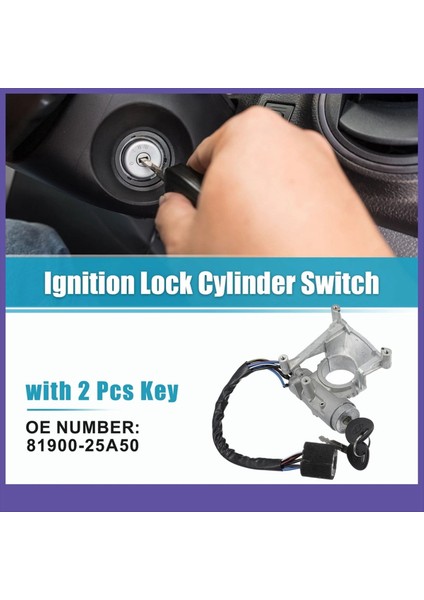 Hyundai Accent Lhd Için 2 Anahtar ile Araba Ateşleme Kilit Silindir Anahtarı Montajı 81900-25A50 (Yurt Dışından) modelleri