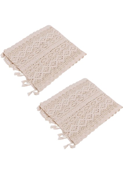 2x Zarif Krok Tığ Işareti Makro Masa Masa Koşucu Rustik Düğün Dekorasyonu ve Çiftlik Masası Dekoru Için Püsküllü (Yurt Dışından)