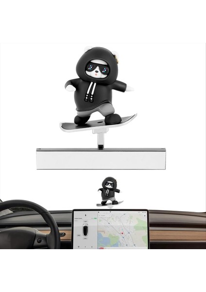 Tesla Model Y/3/cybertruck 2017-2026 Aksesuarları Için Kayma Kaykay Ayı Araba Iç Kontrol Ekran Dekorasyonu (Yurt Dışından) modelleri