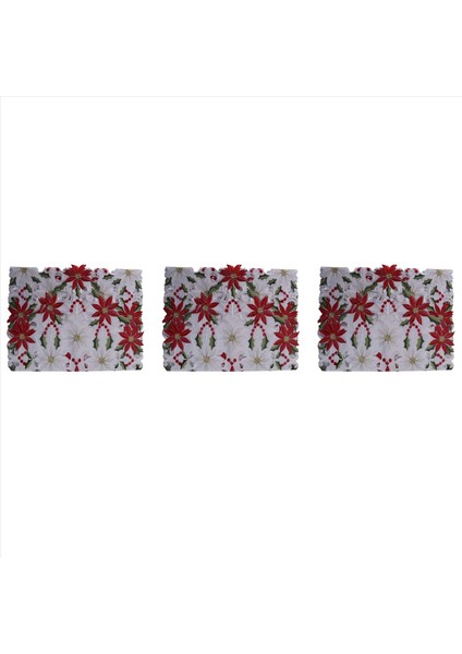 3x Noel Işlemeli Masa Koşucu Lüks Holly Poinsettia Masa Masa Koşucu Noel Süslemeleri 15 x 70 Inç (Yurt Dışından)