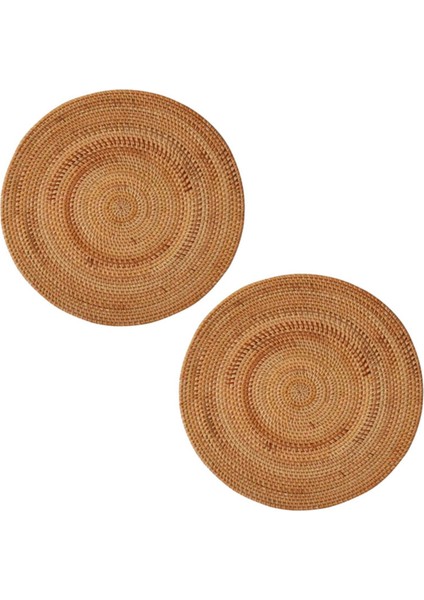 2x Rattan Dokuma Placemats Yuvarlak Masa Paspasları Kaymaz Isıya Dayanıklı Yer Mat Sıcak Yemekler Için Trivets Yuvarlak (Yurt Dışından)