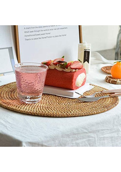 2x Rattan Dokuma Placemats Yuvarlak Masa Paspasları Kaymaz Isıya Dayanıklı Yer Mat Sıcak Yemekler Için Trivets Yuvarlak (Yurt Dışından) fiyatları