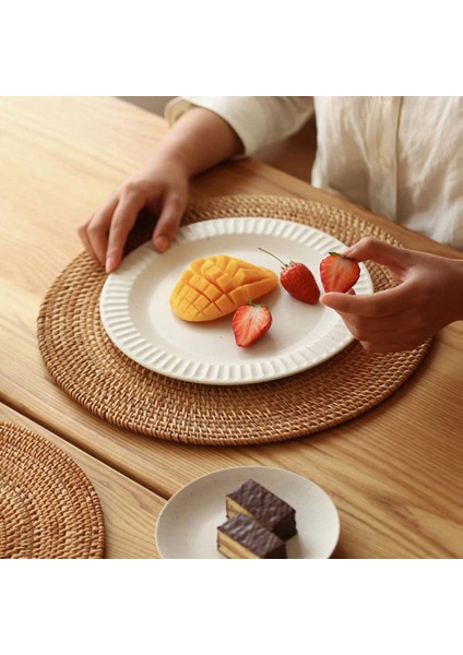 2x Rattan Dokuma Placemats Yuvarlak Masa Paspasları Kaymaz Isıya Dayanıklı Yer Mat Sıcak Yemekler Için Trivets Yuvarlak (Yurt Dışından) fırsatları