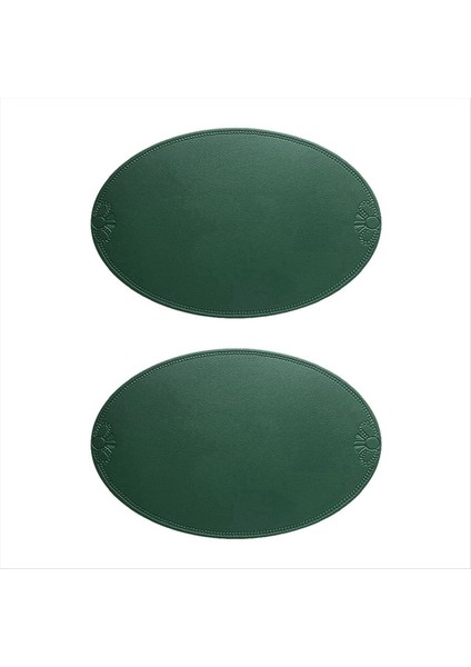 Retro Pu Placemat Avrupa Fransız Tarzı Oval Yalıtım Mats Su Geçirmez ve Yağ Durumsal Batı Yemek Masası Mat Ev F (Yurt Dışından)