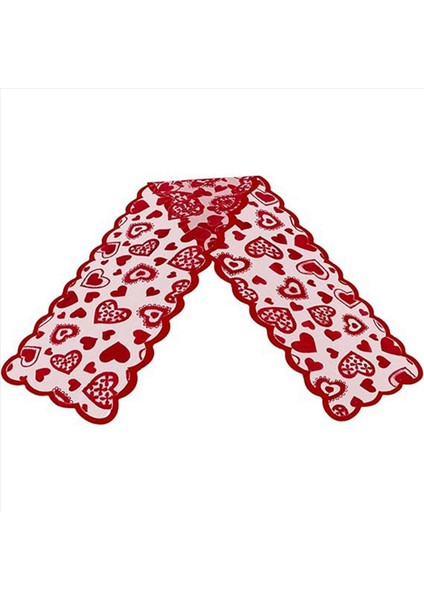 Sevgililer Günü Dekor Masa Koşucu 13 x 72 Inç Kırmızı Dantel Masa Koşucusu Düğün Sevgililer Günü Romantik Kalp Masası Koşucu (Yurt Dışından)