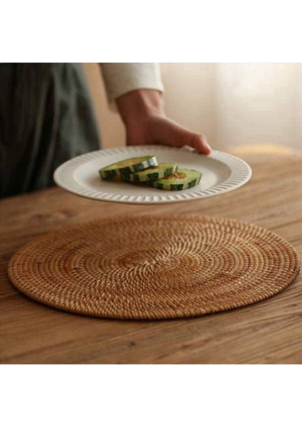 6x El Dokuması Rattan Placemats Yuvarlak Hasır Masa Paspasları Yemek Masası Için Doğal Dokuma Placemats Isıya Dayanıklı Paspaslar (Yurt Dışından) fırsatları