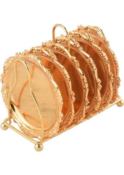 Seri 6 Parça Roller Coaster Creative Drink Coaster Dekoratif Çerçeve Çarpık Olmayan Metal Coaster Masaüstü Ekran Pole Çerçeve Mutfak Sehpa Dekorasyonu (Altın) (Yurt Dışından)