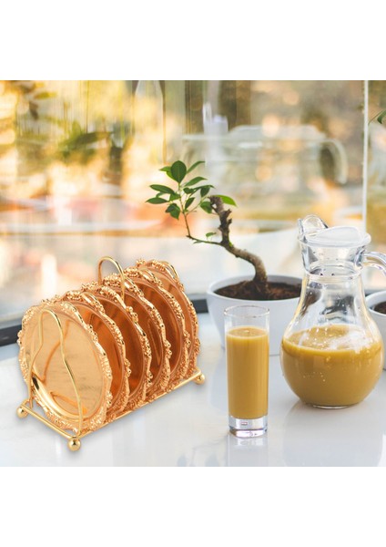 Seri 6 Parça Roller Coaster Creative Drink Coaster Dekoratif Çerçeve Çarpık Olmayan Metal Coaster Masaüstü Ekran Pole Çerçeve Mutfak Sehpa Dekorasyonu (Altın) (Yurt Dışından) fırsatları