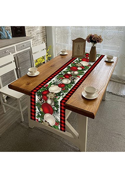 3x Keten Kırmızı ve Siyah Kontrol Ekose Noel Masası Koşucu 72 Inç Uzunluğunda Mevsimsel Kış Noel Masası Dekorasyonu (Yurt Dışından) fiyatları