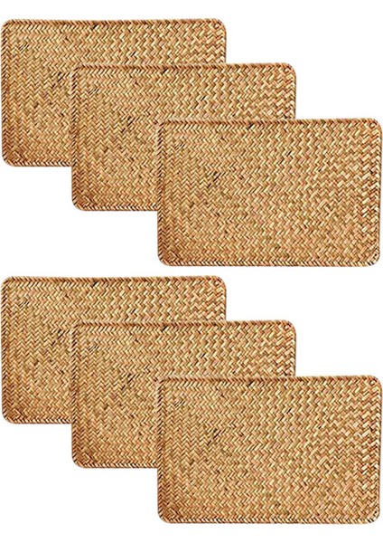 6 Paket Doğal Seagrass Place Mat 17 7inch x 12INCH El Dokuması Dikdörtgen Rattan Placemats (Yurt Dışından)