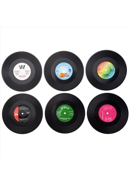 6pieces / Set Eğirme Retro Vinil Disk Içecek Bardak Altlıkları (Yurt Dışından)