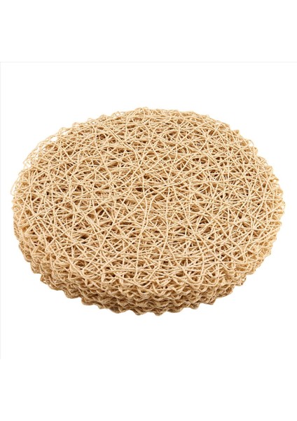 12PCS Kağıt Örgülü Yuvarlak Placemats Yemek Masaları Kapalı ve Açık Yer Paspasları Için Kaymaz Isı Masası Paspasları Bej (Yurt Dışından)
