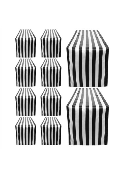 10 Paket Masa Koşucusu Polyester Masa Dekoru Klasik Siyah ve Beyaz Çizgili Masa Koşucusu Modern Zarif Tasarım (Yurt Dışından) modelleri