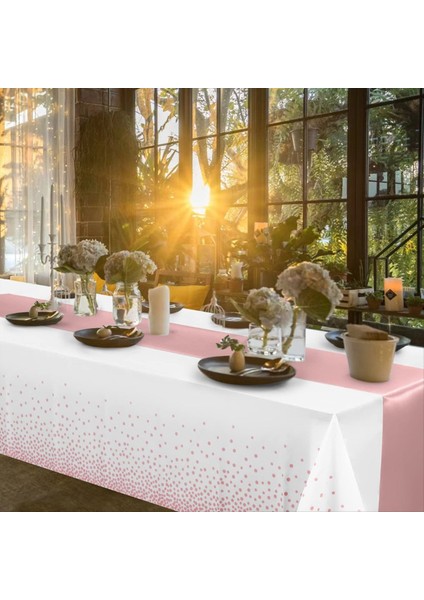Tek Kullanımlık Plastik Masa Örtüleri Saten Masa Koşucusu Seti Nokta Masa Örtüsü Saten Masa Koşucusu Parti B (Yurt Dışından)