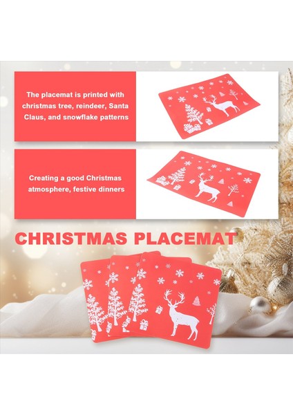 Noel Placemat Yıkanabilir Masa Yer Paspas Setleri 6 Placemat &amp 6 Bardak Paspas Geyik Noel Ağacı Kar Tanesi Basılı (Kırmızı) (Yurt Dışından) fırsatları