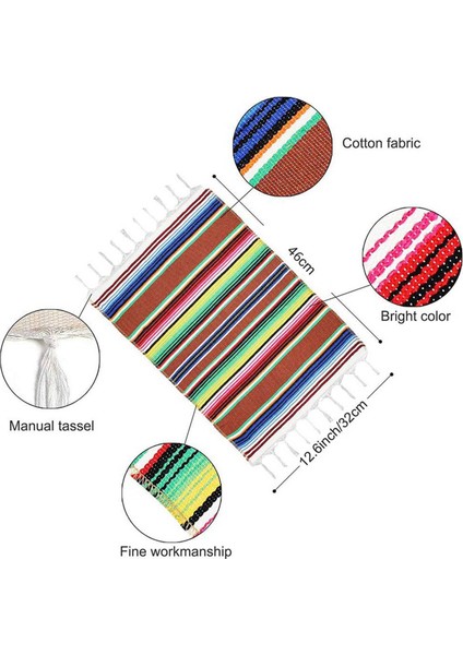 2x Meksika Masa Yer Paspasları Meksika Çeşitli Placemats Meksika Parti Düğünü Saçak Battaniye Masa Koşucu 12 x 16 Inç (Yurt Dışından) fırsatları