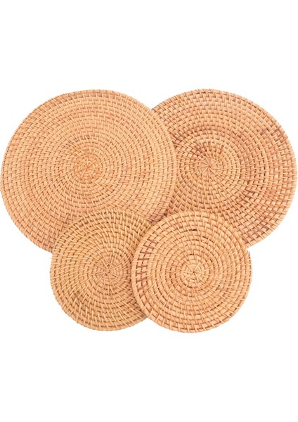 4 Paket El Dokumalı Rattan Coasters Masa Sıcak Bulaşık Plakaları Için Masa Dokuma Trivet Masa Için Pot Tutucu Isıya Dayanıklı Paspaslar (Yurt Dışından)