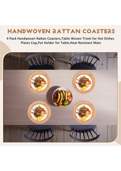 4 Paket El Dokumalı Rattan Coasters Masa Sıcak Bulaşık Plakaları Için Masa Dokuma Trivet Masa Için Pot Tutucu Isıya Dayanıklı Paspaslar (Yurt Dışından) fırsatları