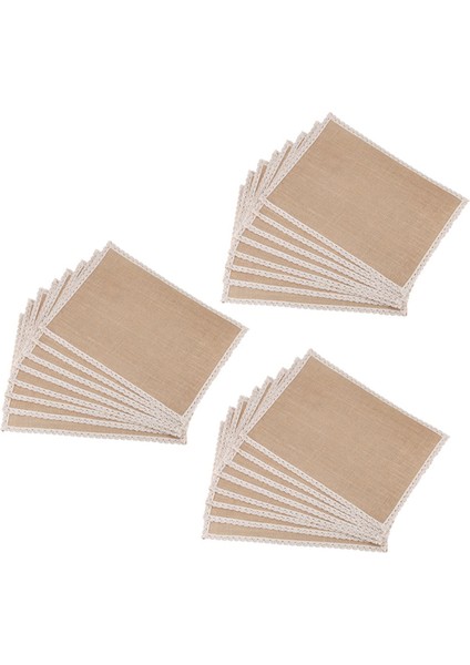 24PCS Keten Masa Paspas Placemat Seti Doğal Jüt Dokuma Sofra Takımı Mat Düğün Dekorasyonu (Yurt Dışından)