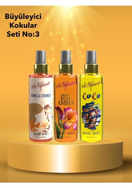 Büyüleyici Kokular Seti No:3 - Vanilya & Amber & Coco Body Mist 3 x 200 ml
