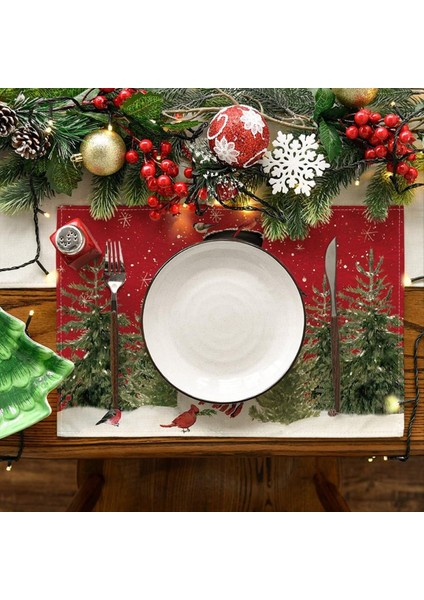 Noel Placemats 12X18 Inç Mevsimlik Noel Tatil Masası Paspasları Yıkanabilir Masa Paspasları 6 (Yurt Dışından) fiyatları