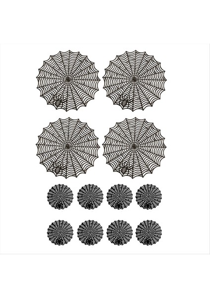 12PCS 15 Inç Cadılar Bayramı Örümcek Web Placemats 3 94 Inç Fincan Mat Cadılar Bayramı Placemats Örümcek Web Masası Paspasları (Yurt Dışından)