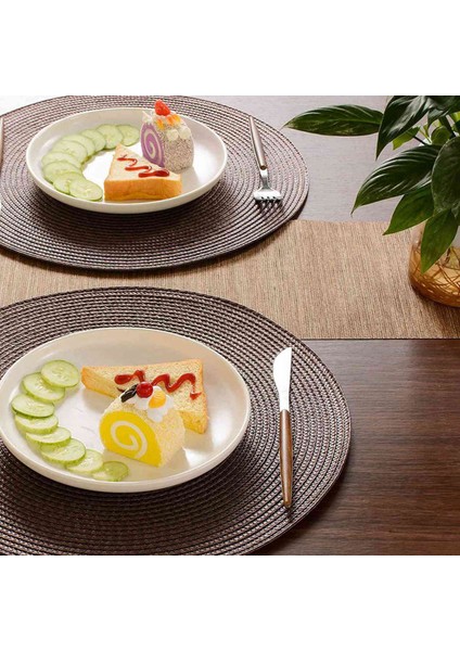 Yuvarlak Örgülü Placemats Yemek Masaları Için 12 Masa Paspasları Dokuma Yıkanabilir Kaymaz Yer Paspasları 15 Inç (Kahverengi) (Yurt Dışından) modelleri